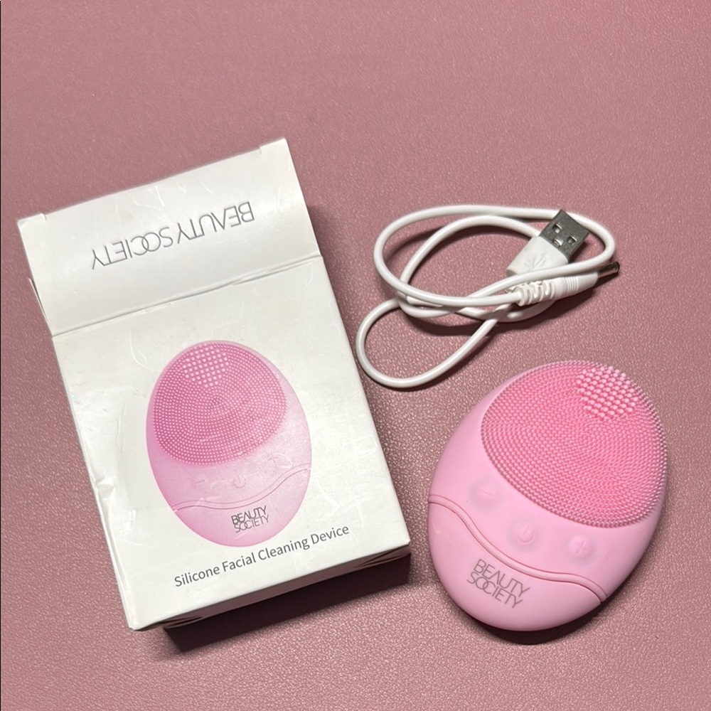 Pink Silicone Facial Cleaning Device